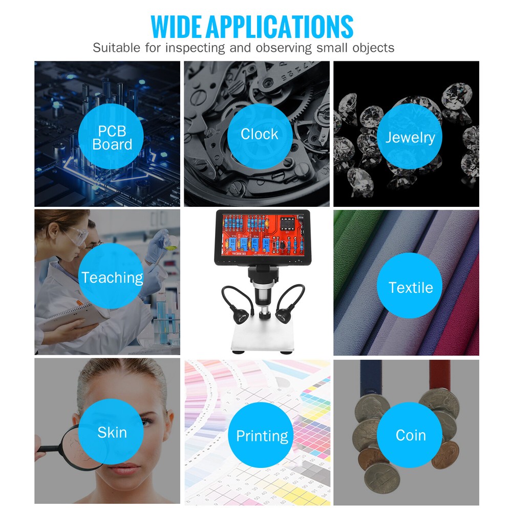 7-inch LCD Digital 1200X Microscope Rechargeable Microscope Video Camera