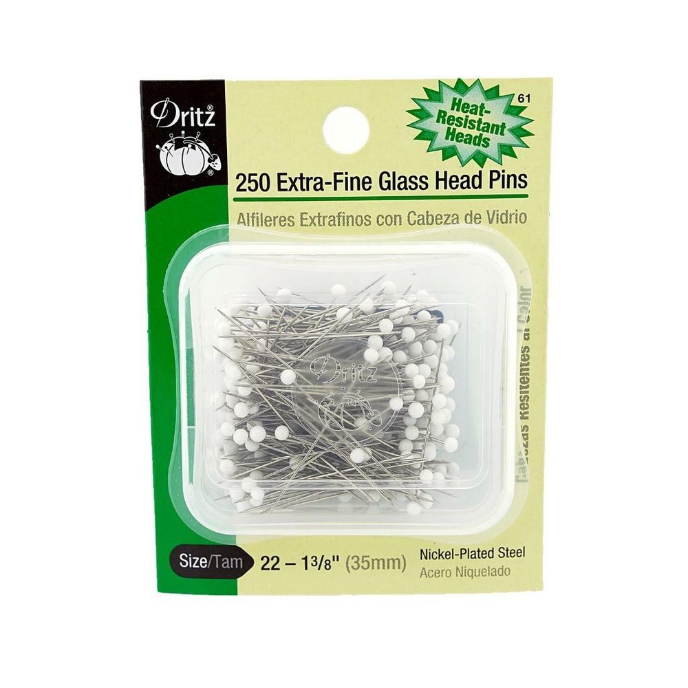 Dritz 250 Extra-Fine Glass head Pins Size 22 (1-3/8") #61
