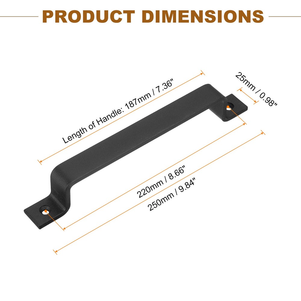 1 Pcs Barn Door Handle, 9.8 Inch Gate Handle, Pull Handle with Screws, Black
