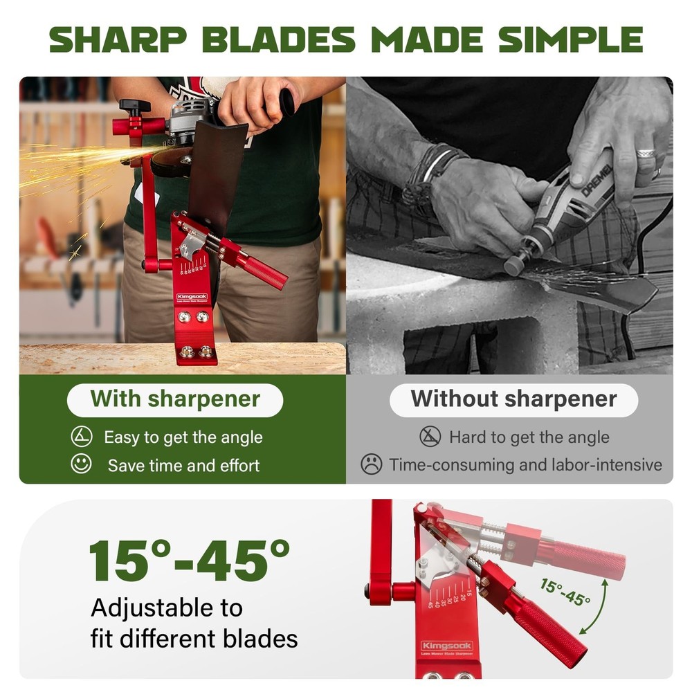 Lawn Mower Blade Sharpener, Lawnmower Blade Sharpening Tool with Blade Balanc...