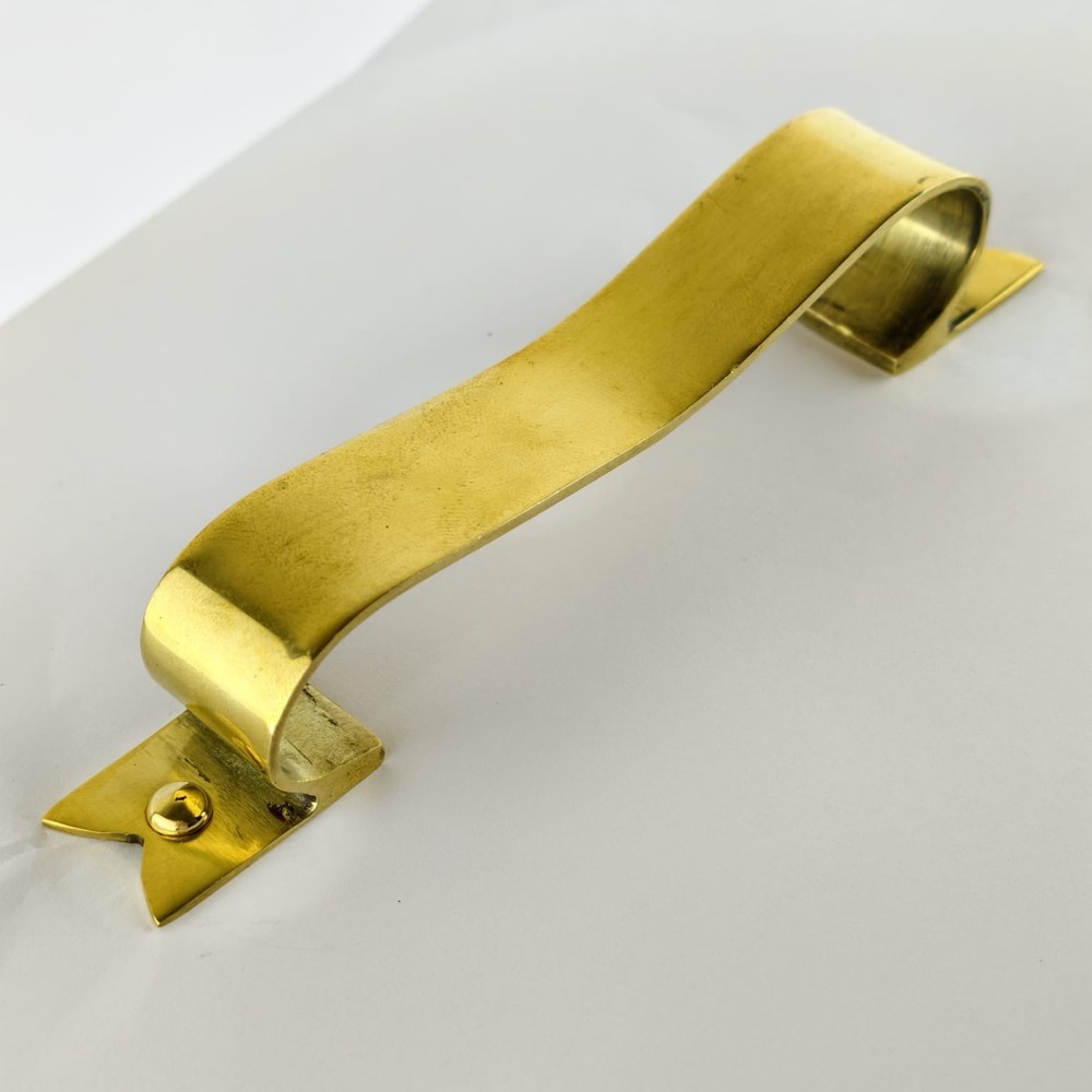6 D PULL 6" handle heavy ribbon solid heavy brass old style kitchen GRAB 15 cm