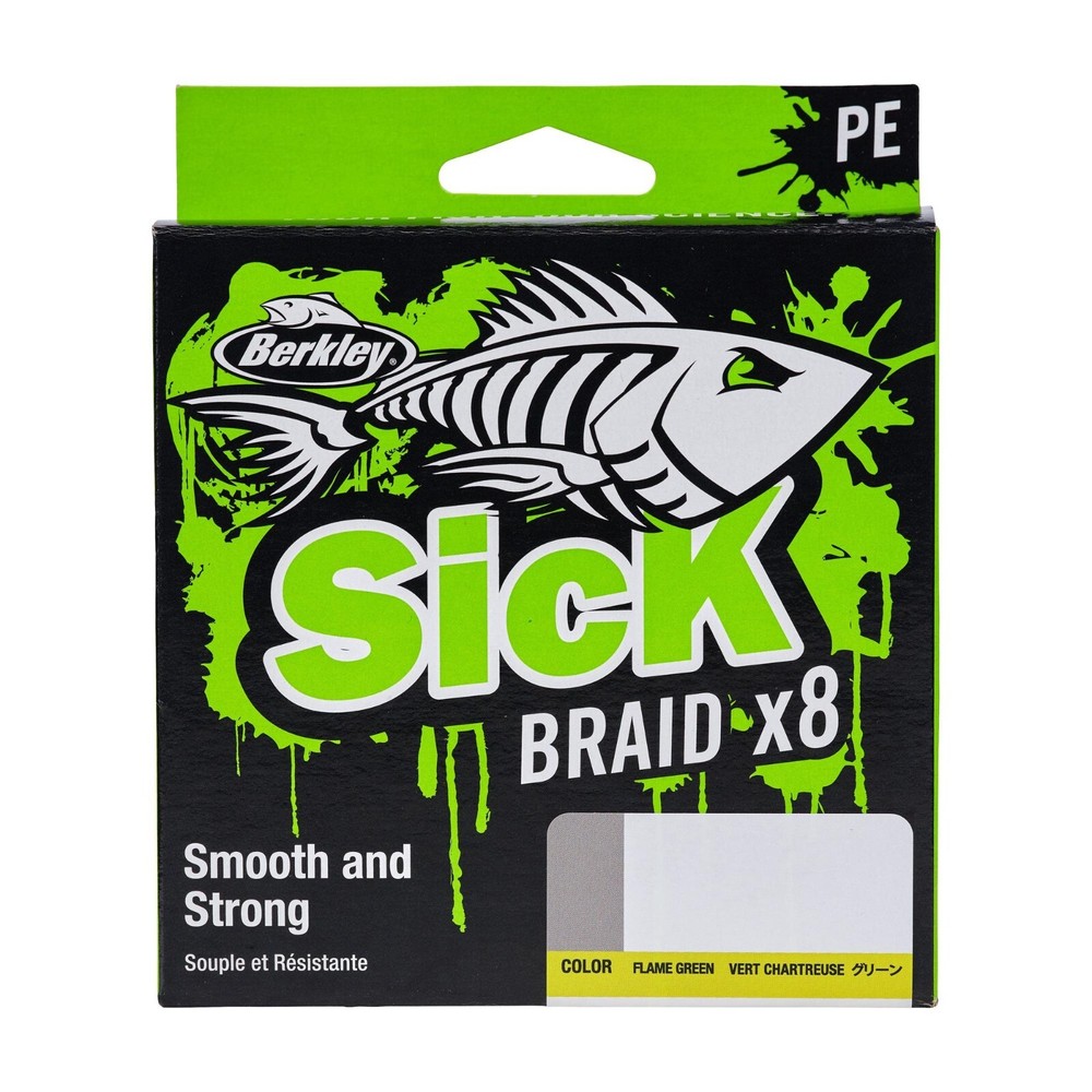 Berkley NEW Sick Braid 8 Strand - 150m Spool - FLAME Green