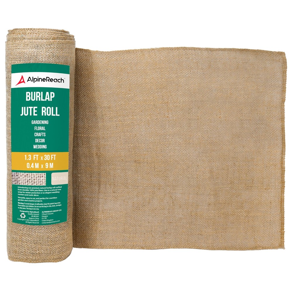 Burlap Fabric Roll 1.3ft x 30ft Natural Jute  Multipurpose Rustic Decor