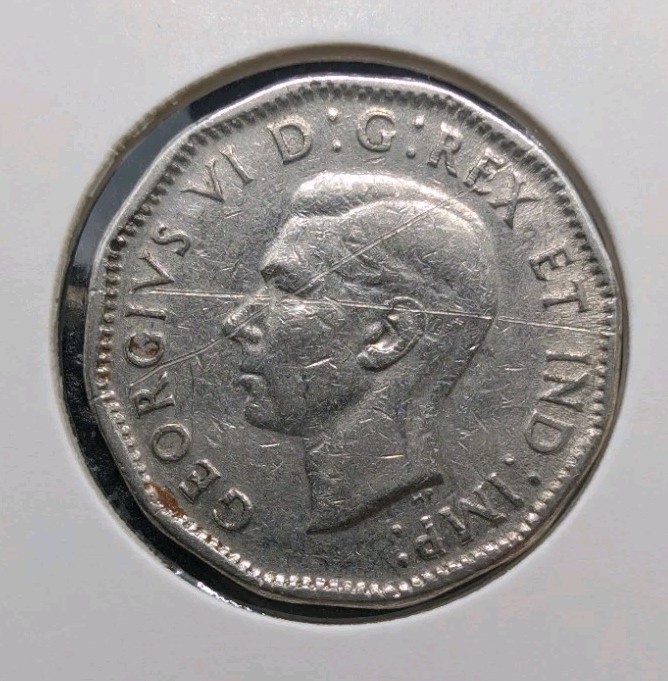 1947 Canada 5 Cent Coin - Dot