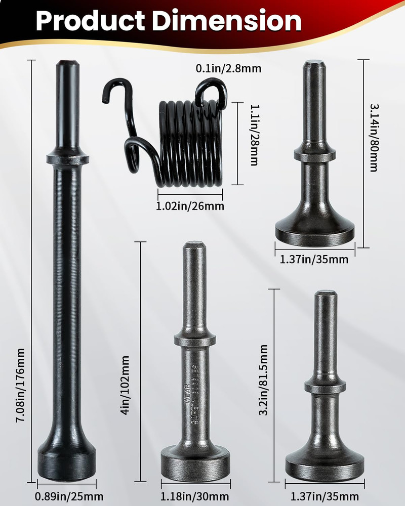 5PCS Air Hammer Bits, Air Hammer Attachments for Pneumatic Tools, Air Chisel Bit