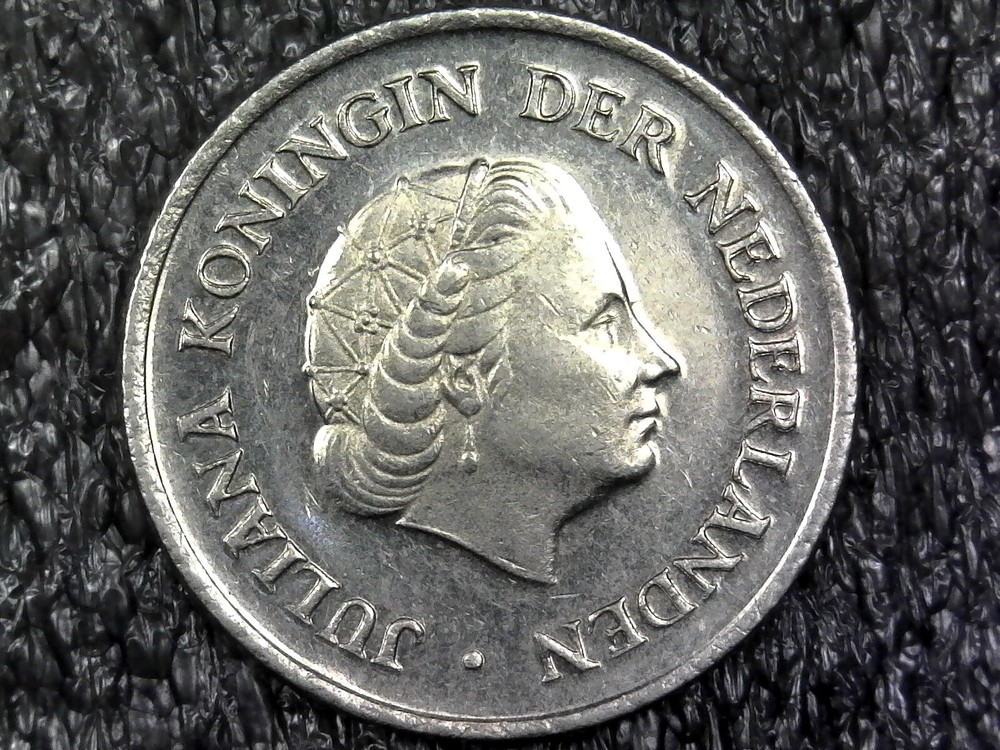 1976 Netherlands 25 Cents w/ Double Die Obverse DDO Error Inv#E369