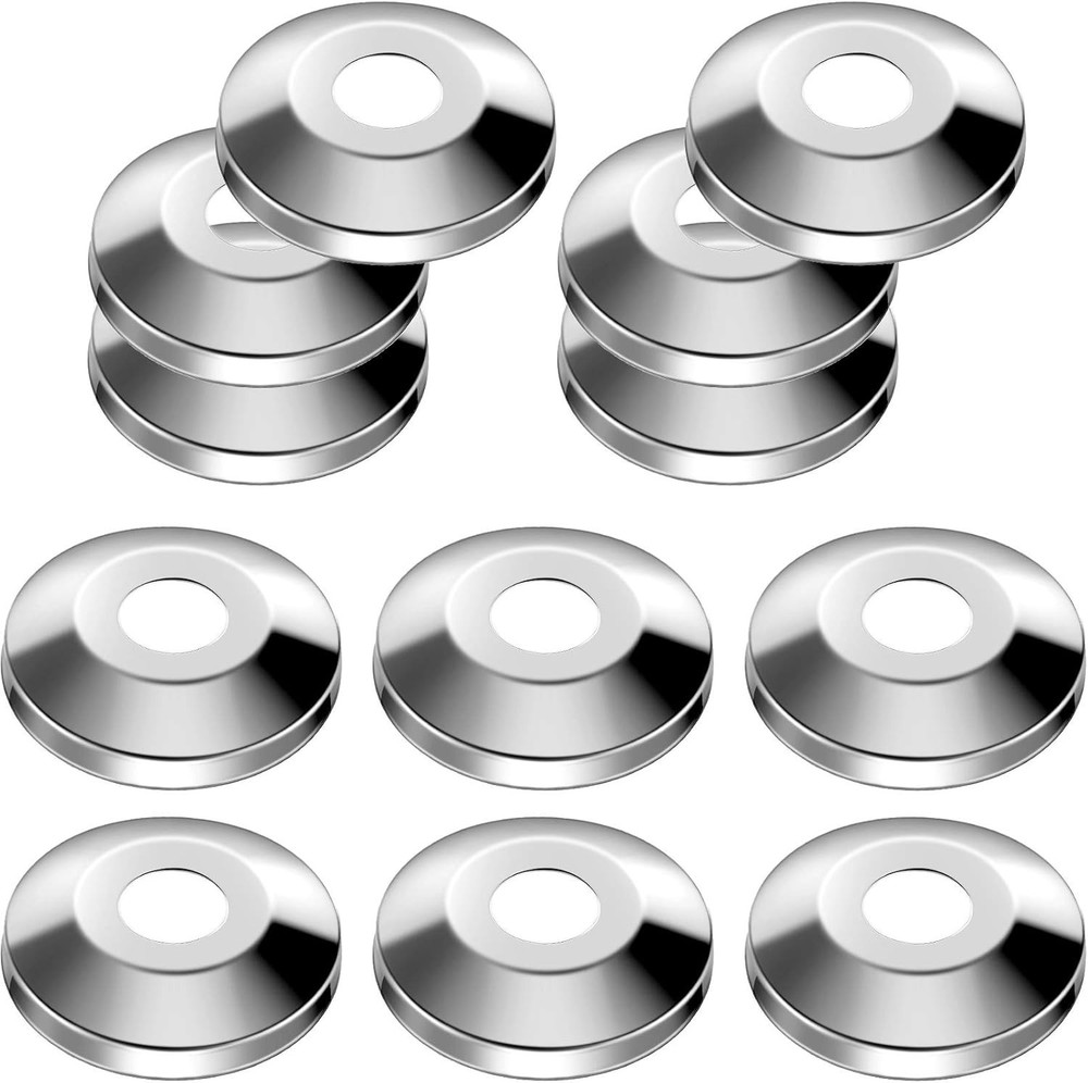 Escutcheon Plates 12 Pack 1/2 Chrome Stainless Pipe Cover for PEX PVC Copper Pip