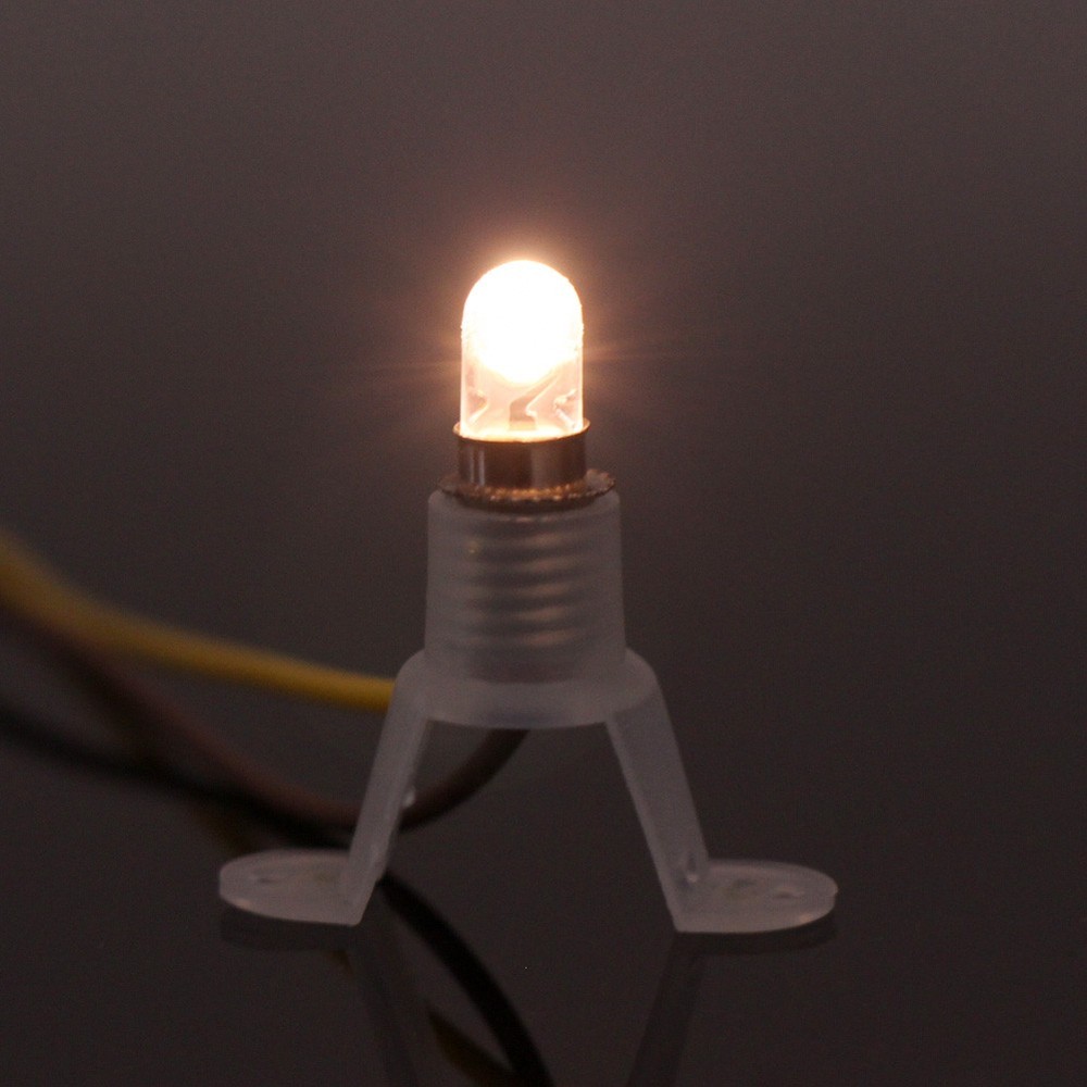 10 sets Warm White LED Screw Bulb and Stand Base E5 E5.5 12V-14V E505WMT