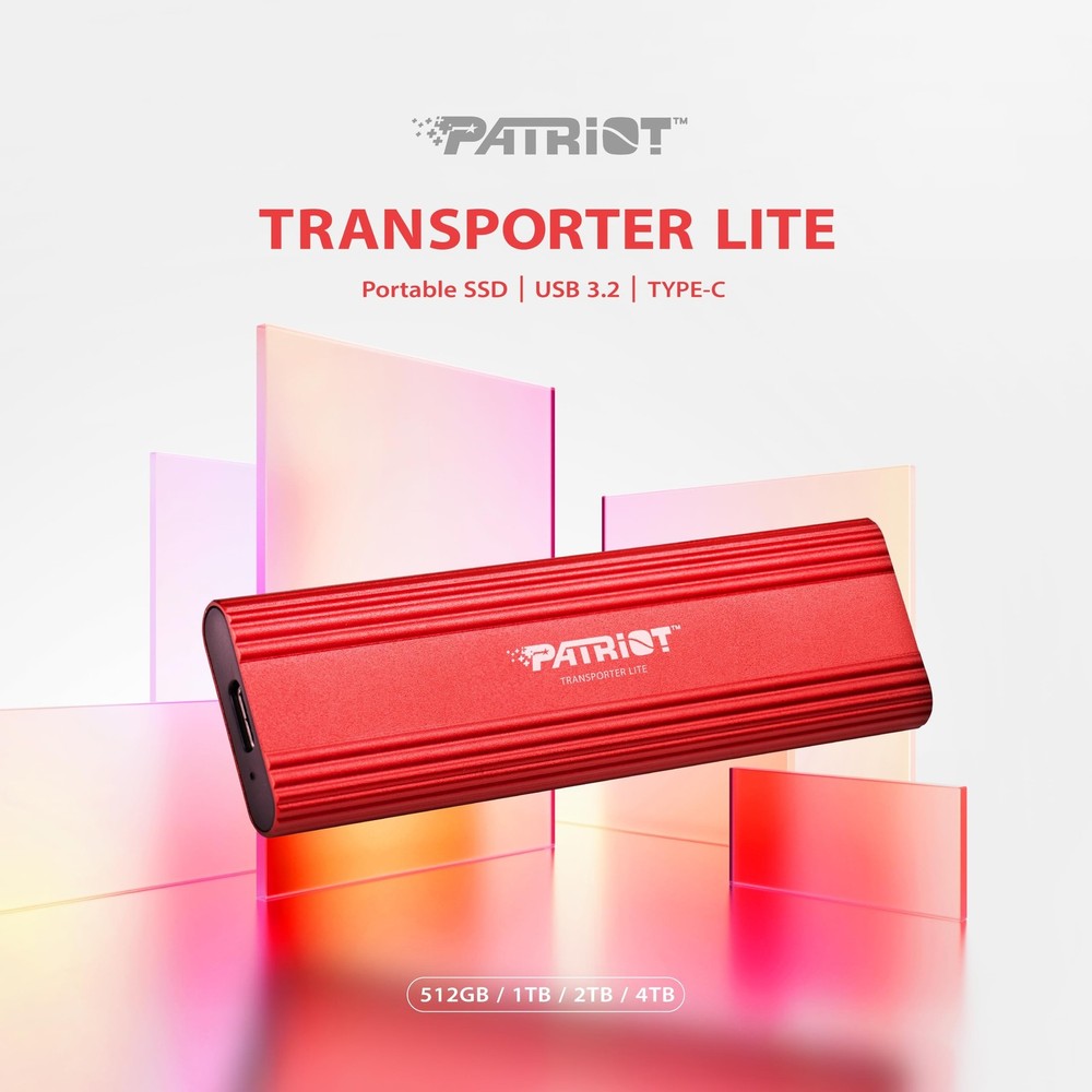Patriot Transporter Lite 512GB Type-C USB 3.2 Gen 2 External Portable SSD - E...