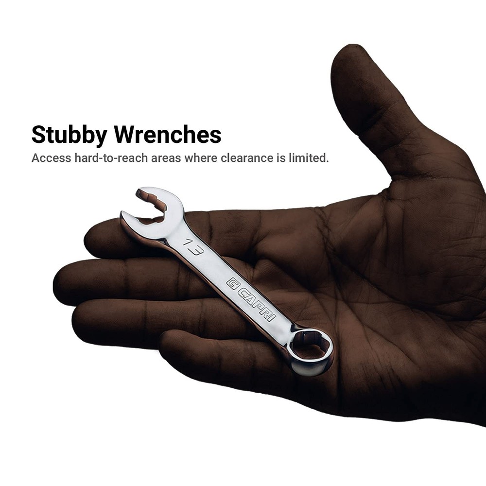 8mm WaveDrive Pro Stubby Combination Wrench for Regular Rounded Bolts