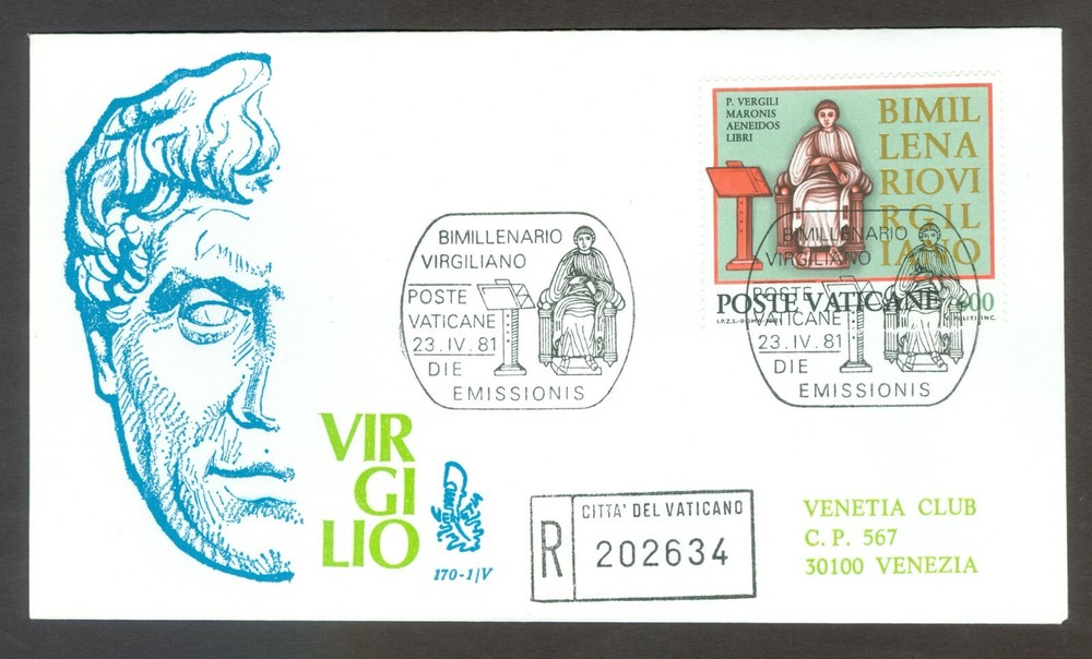 Vatican City Sc# 685-6: Virgil with Tab on 2 FDC