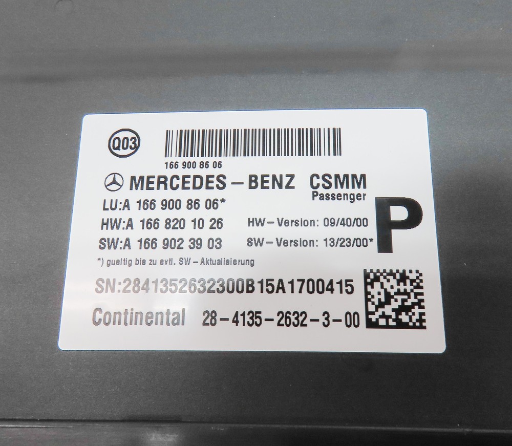 2016 MERCEDES GL450 (X166) FRONT RIGHT PASSENGER SEAT CONTROL MODULE