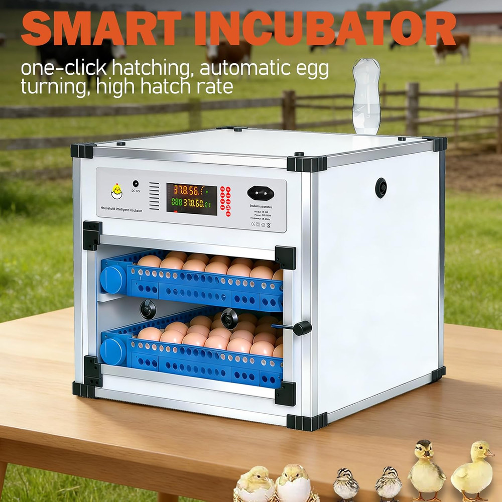 136 Eggs Automatic Egg Incubator with Auto Turner, Digital Temperature Humidity