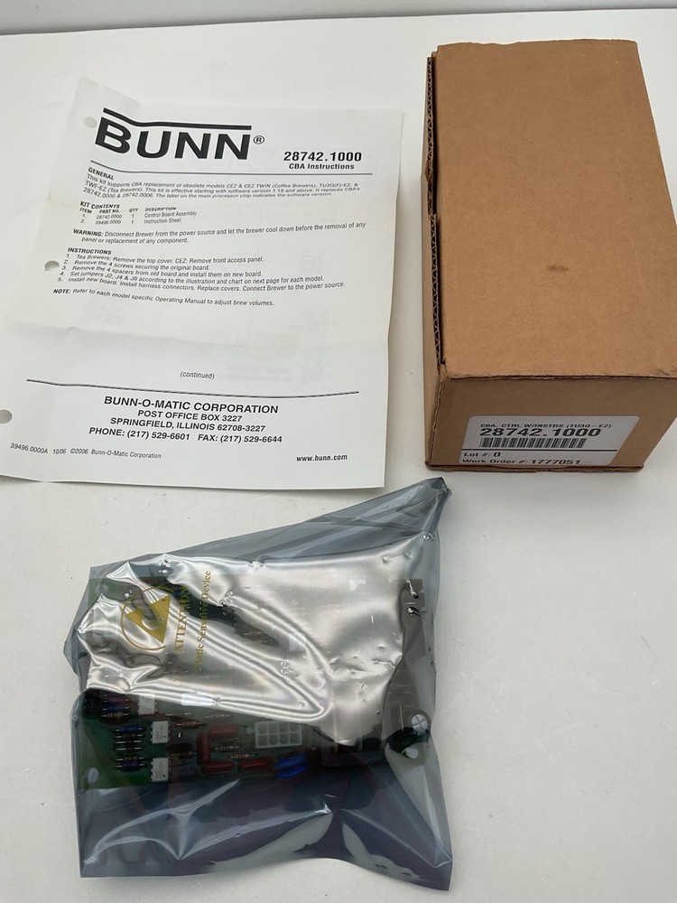 Bunn CBA Control 28742.1000 Coffee Tea Brewer Control Board