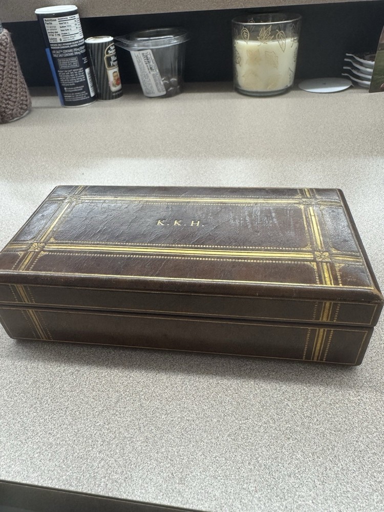 Tiffany & Co. Leather Tooled Desk/Cigarette Box Brown