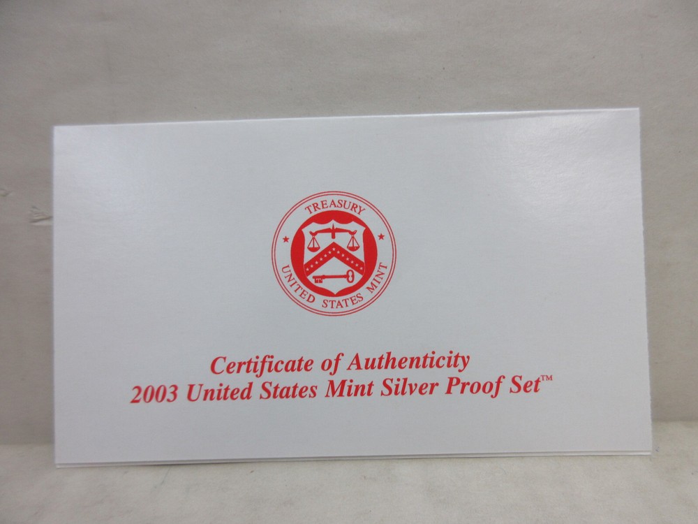 EMPTY PACKAGING Box Lenses & COA for 2003 United States Mint Silver Proof Set