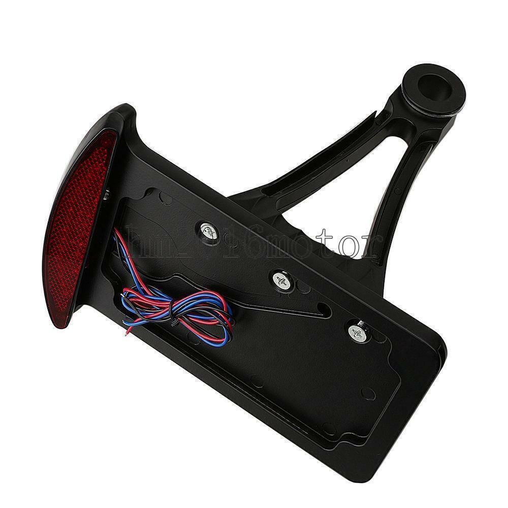 Black Vertical Side Mount License Plate Bracket Tail Light for Harley-Davidson