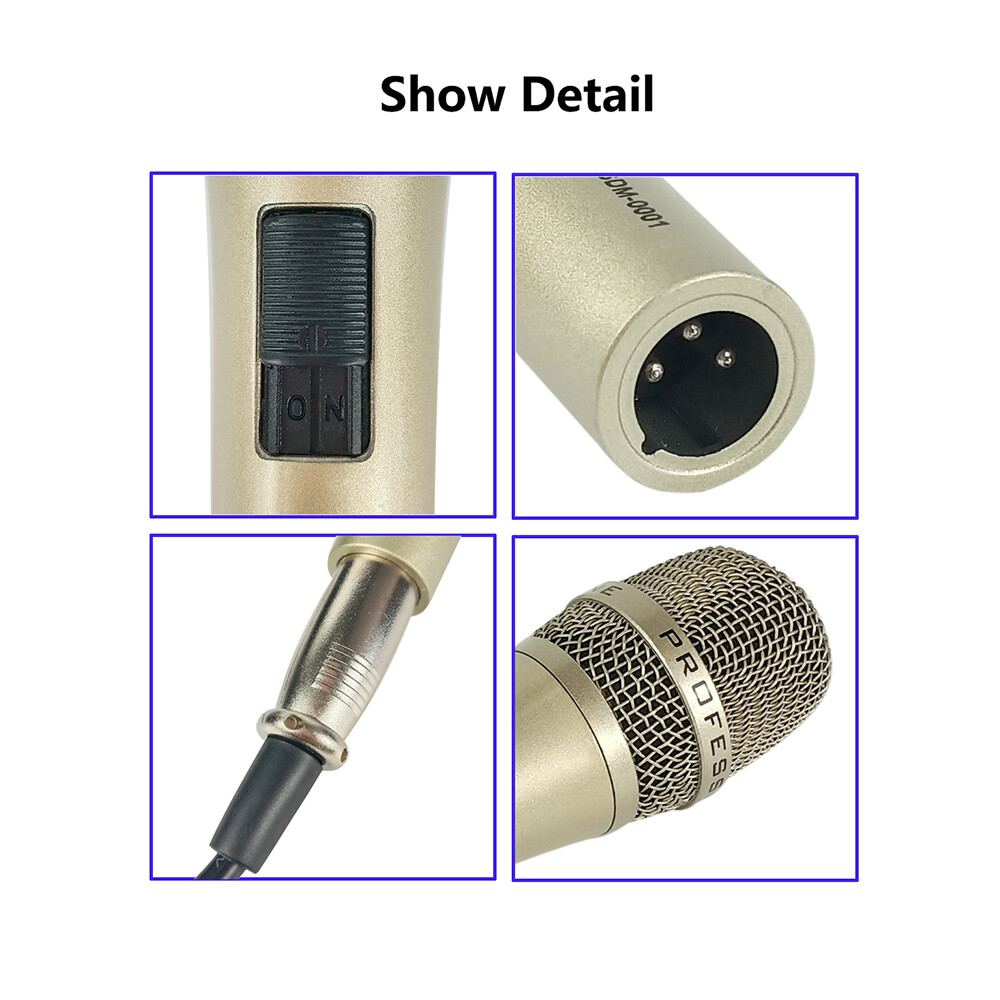 Dynamic Microphone Unidirectional Wired Handheld Mic With XLR Cable For Church