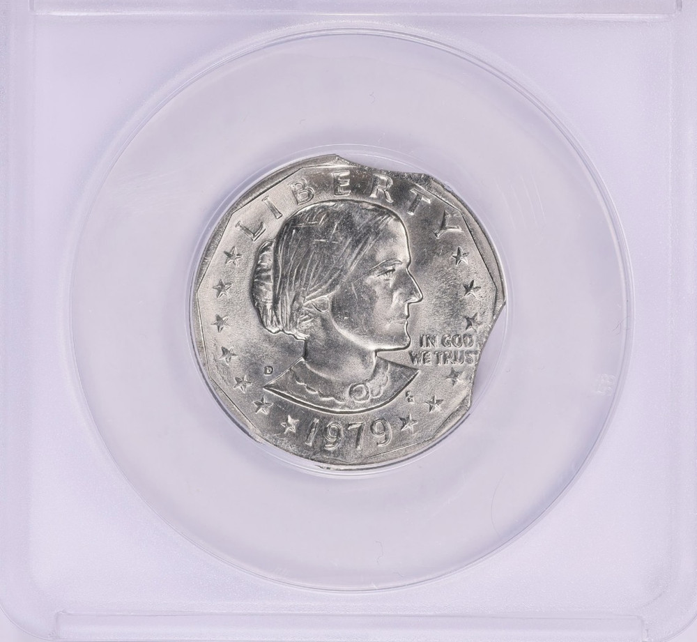 1979-D Susan B. Anthony Dollar ANACS MS-66 Triple Clip Planchet Mint Error