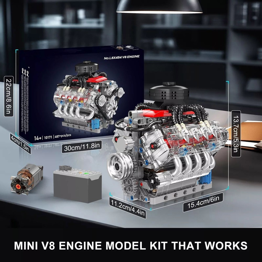New V8 Engine Motor Engineering Model for Creative Build and Design Enthusiasts