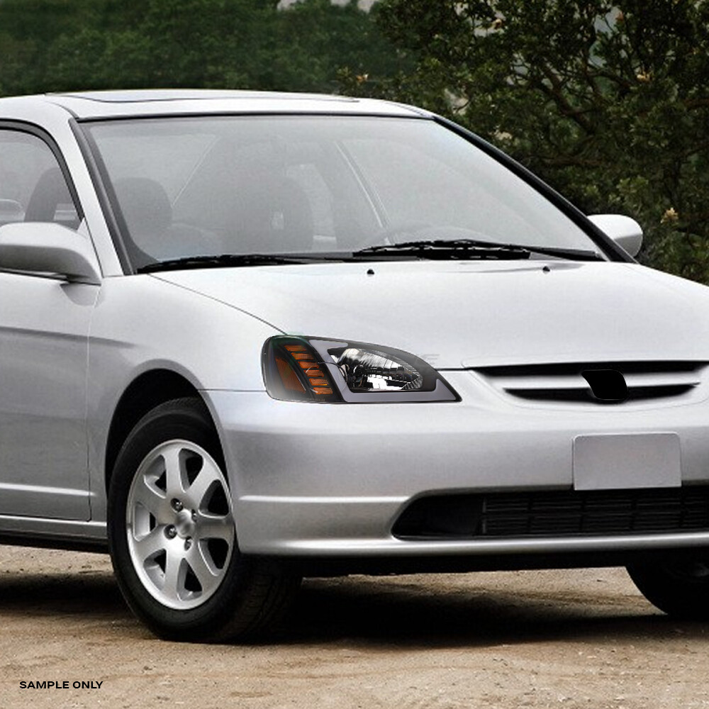 Topline For 2001-2003 Civic 2D/4D Switchback Sequential LED Strip Headlights Blk