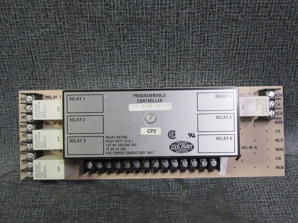 BARBER COLMAN PROGRAMMABLE CONTROLLER MODEL: CP8161-402-1 **WARRANTY**