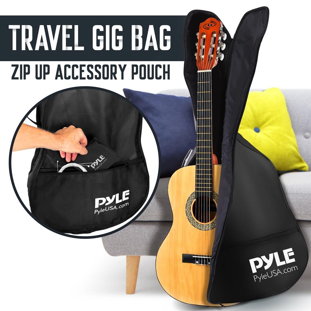 Pyle 36'' 6-String Classical Guitar - Guitar & Accessory Kit (Nature Color)