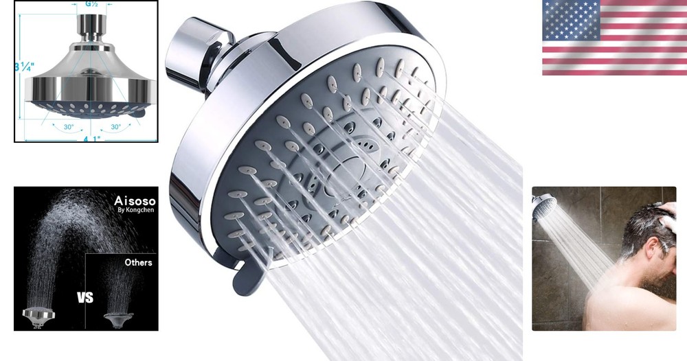 5-Function Adjustable Shower Head with High Pressure & Effortless Installation