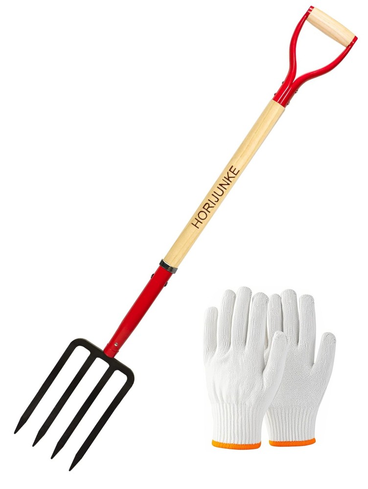 Heavy Duty Garden Fork for Digging, 4 Tines Pitch Fork for Gardening Compost,...