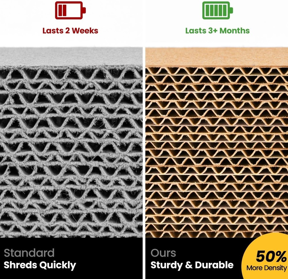 Unique Medium Cat Scratcher - Durable Cardboard with Eco-Friendly Certification