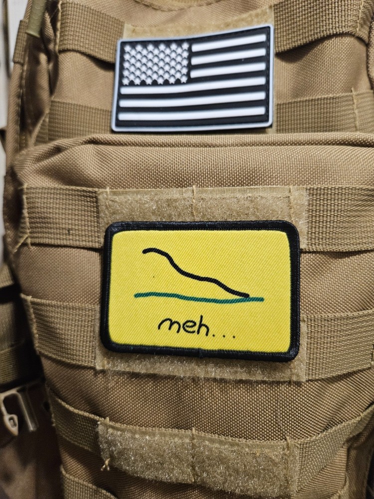 Meh badly drawn Gadsden flag meme 2"x3" hook & loop patch