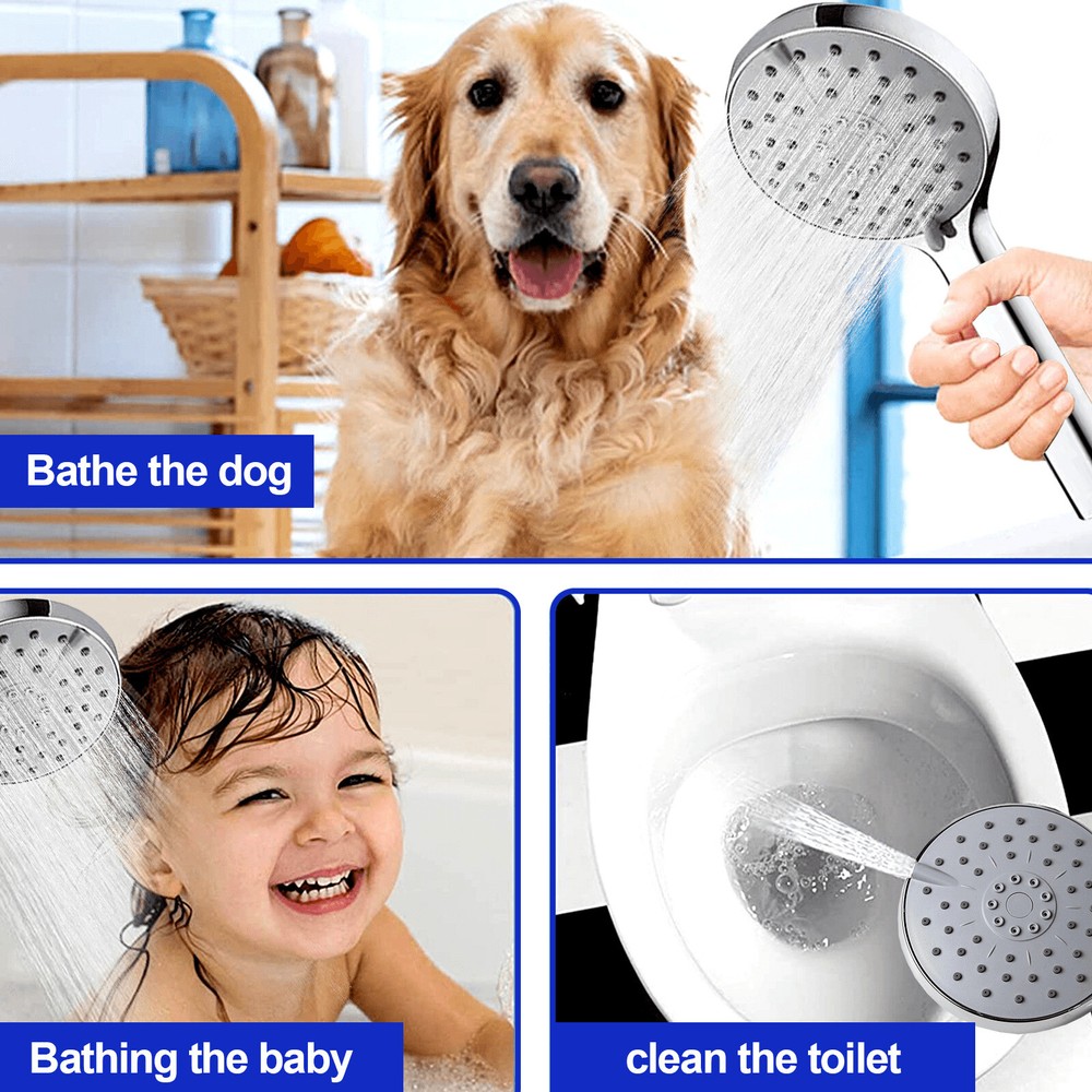 High Pressure Adjustable 8” Rain Square Shower Head with Handheld Spray Combo