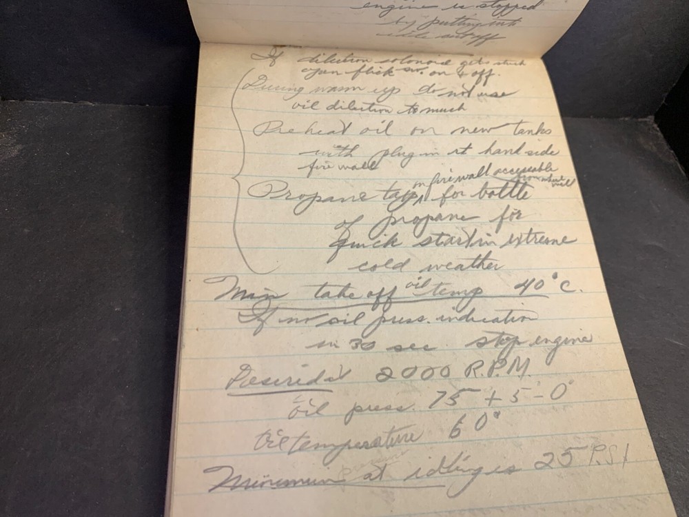 WW2 Aircraft Engine Training Notes, Air Corps, Cpl. Clayton Keene, Farmington ME