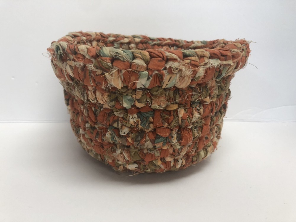 Rope bowl coiled handmade cotton basket fabric fall planter *127