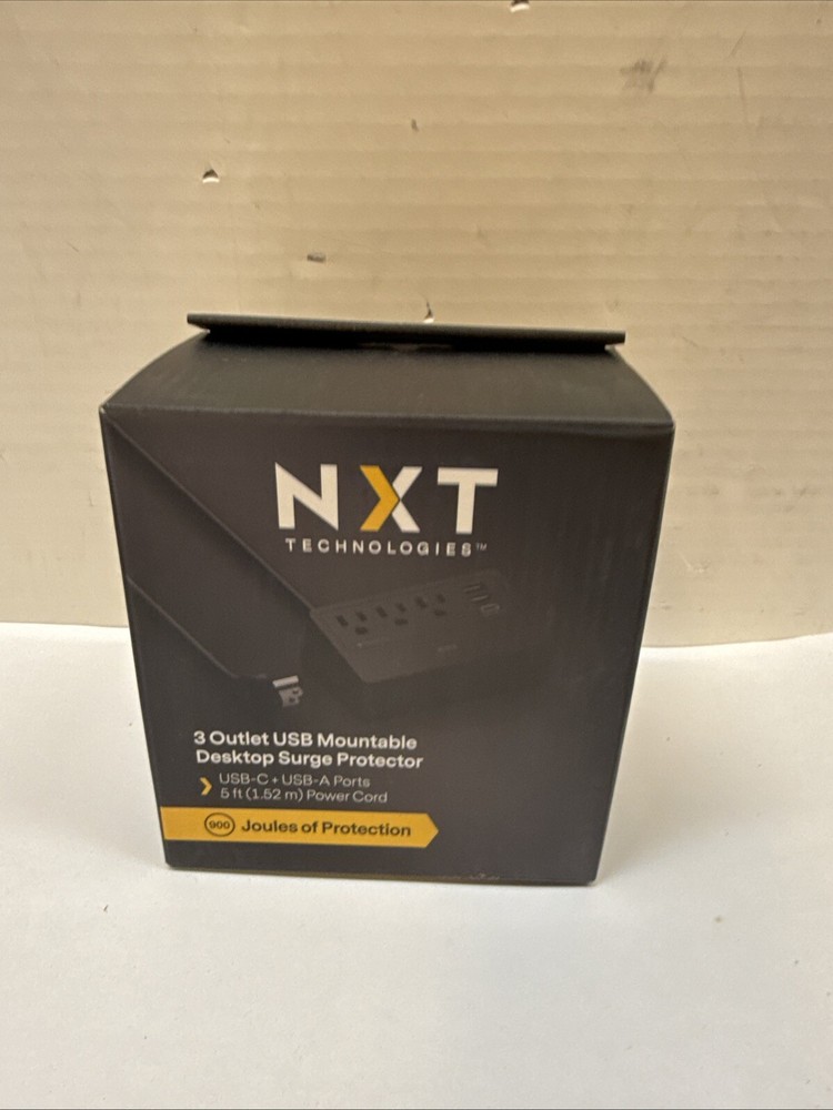 NXT Technologies 3-Outlet Plus USB Desktop Surge Protector 5' Cord 900 Joules