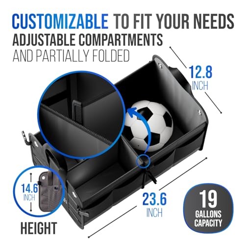 Car Trunk Organizer – Collapsible Storage Box with Adjustable Large Black