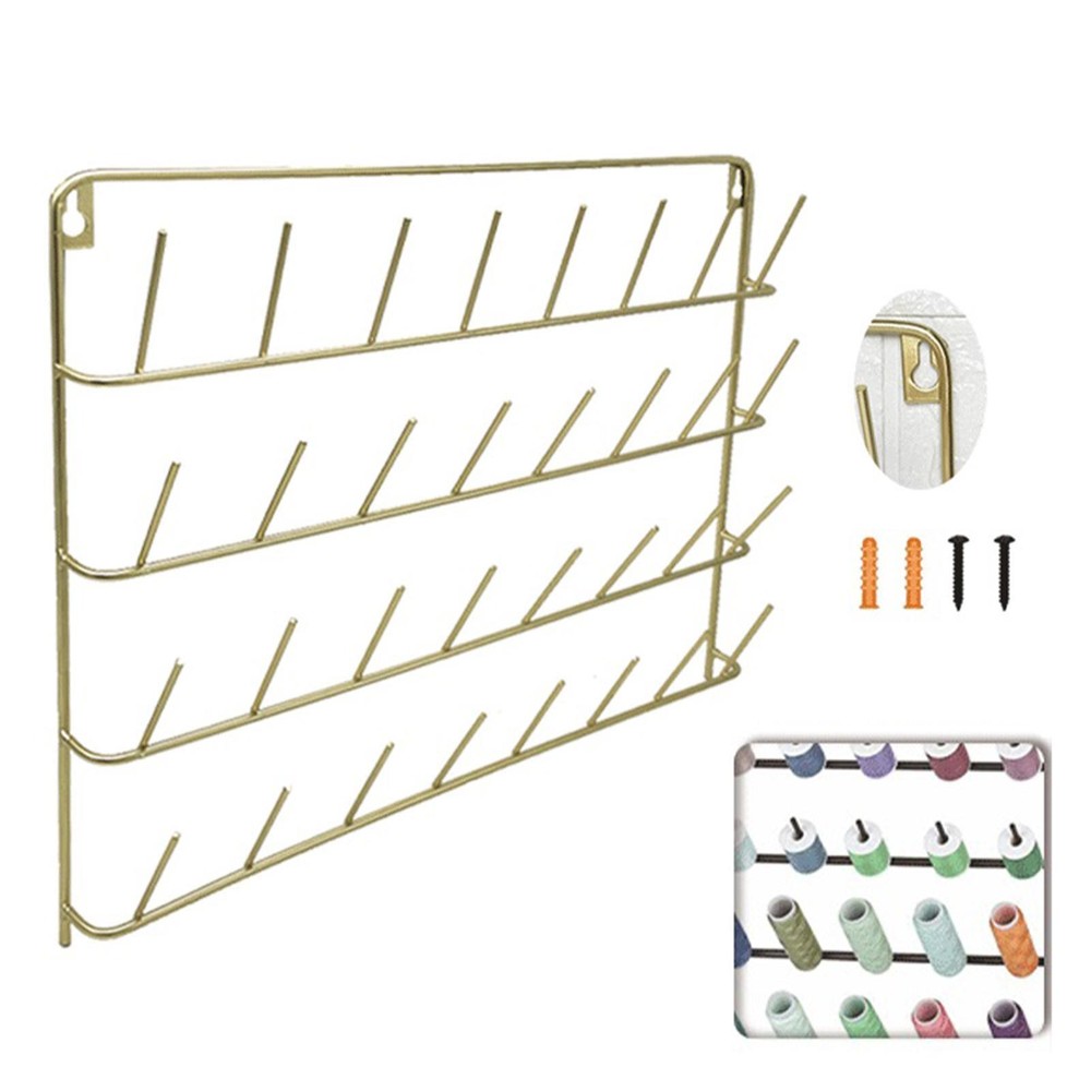 Iron Thread Rack Wall Mount Embroidery 32 Spools Organizer Cone Spool Holder