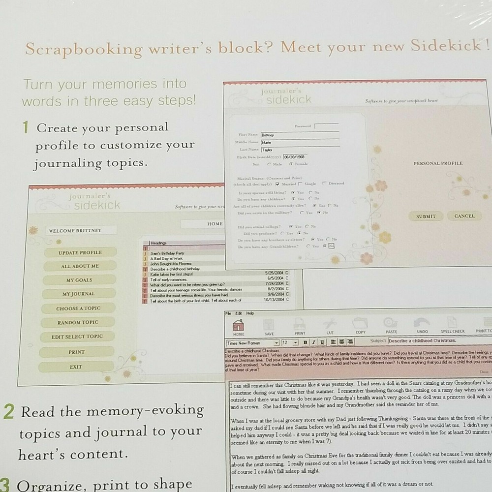 NEW Creating Keepsakes Journaler's Sidekick CD Scrapbooking Software Crafts -G