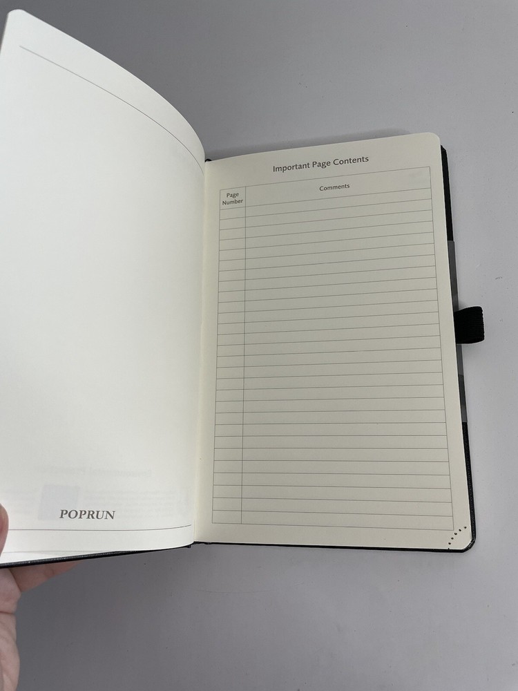 Poprun Notebook Lined Page Numbered Journal - Time Works Wonders Unused Black