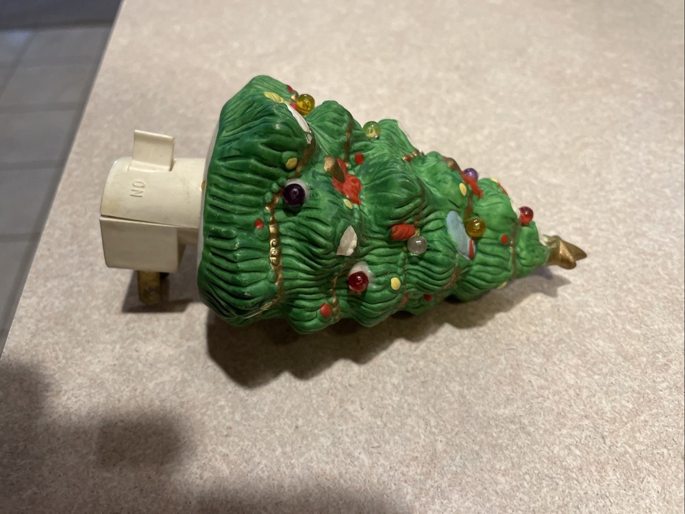 Ceramic Green Christmas Tree Plug-in Decorative Night Light