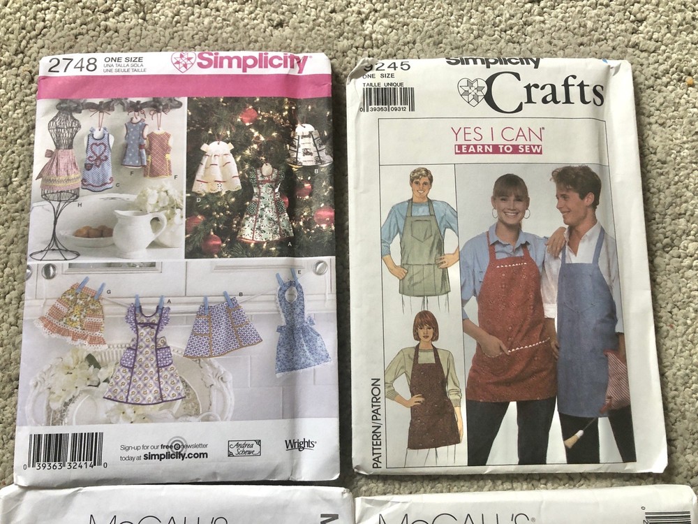 (4) CRAFT SIMPLICITY McCALL'S Patterns ~ Ornaments Aprons Bags Memory Package