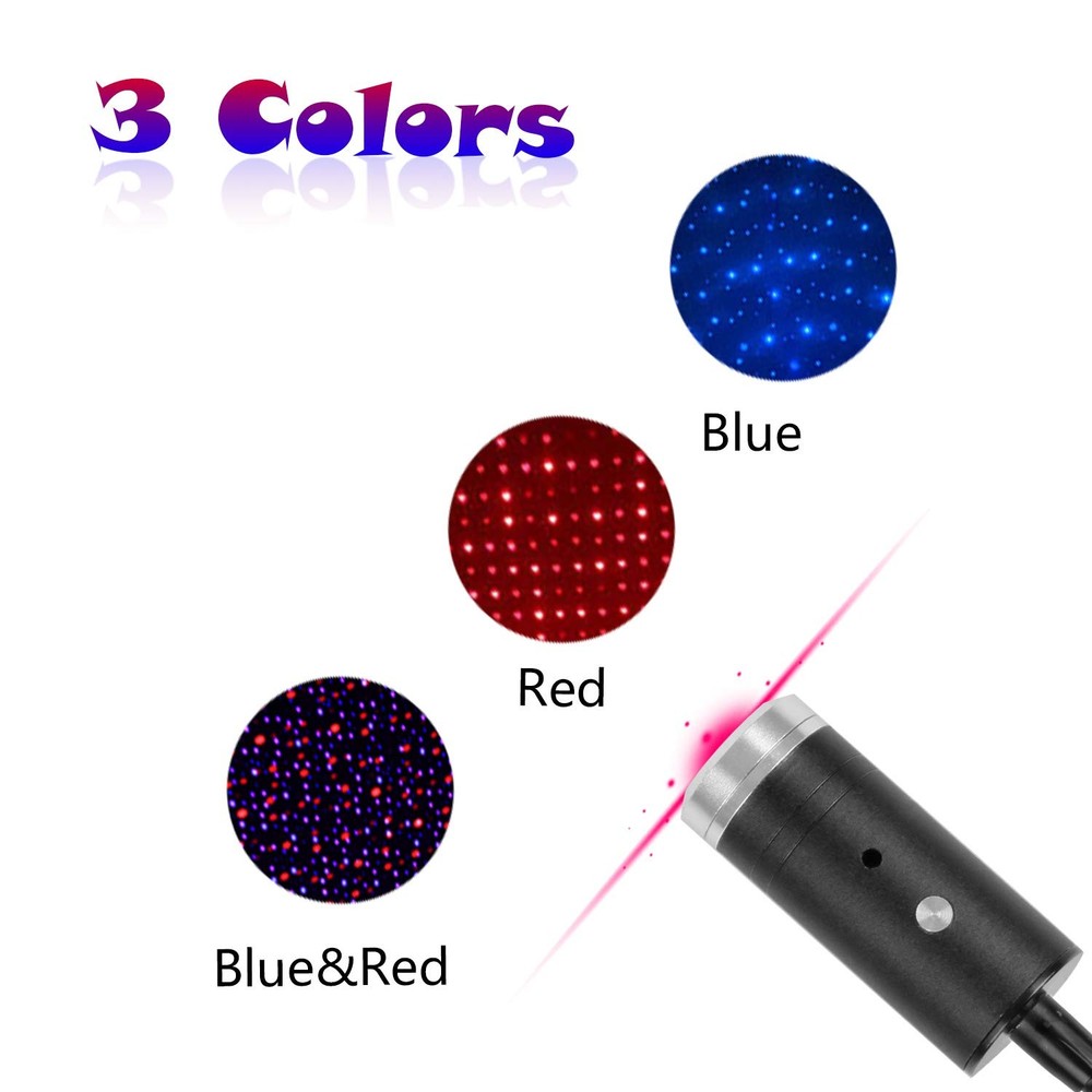 USB Star Light Sound Activated, 3 Colors + 9 Functional Modes, Aevdor Blue