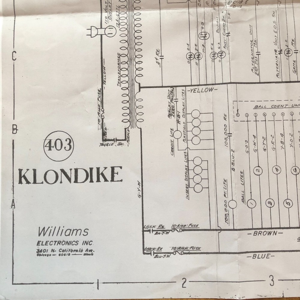 Williams Klondike Pinball Machine Schematic