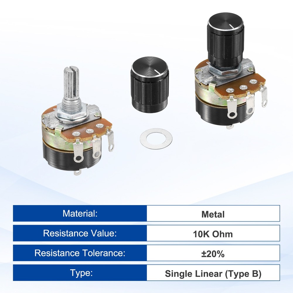 8Pcs 10K Ohm Rotary Potentiometer WH138 3 Pin Variable Resistor, Black