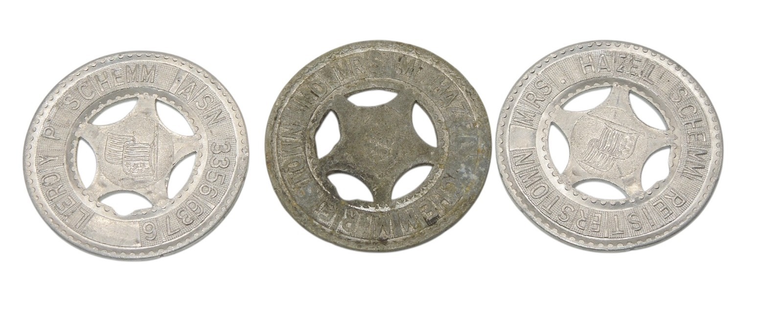 Original WWII US Army Named Good Luck Tokens Schemm AA Soldier CA13