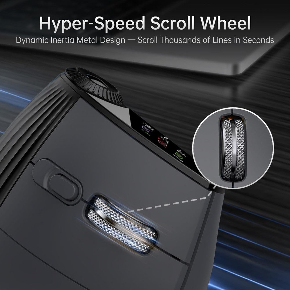 Ergonomic Vertical Wireless, Rechargeable Bluetooth Ultra-Fast Scrolling 4800...