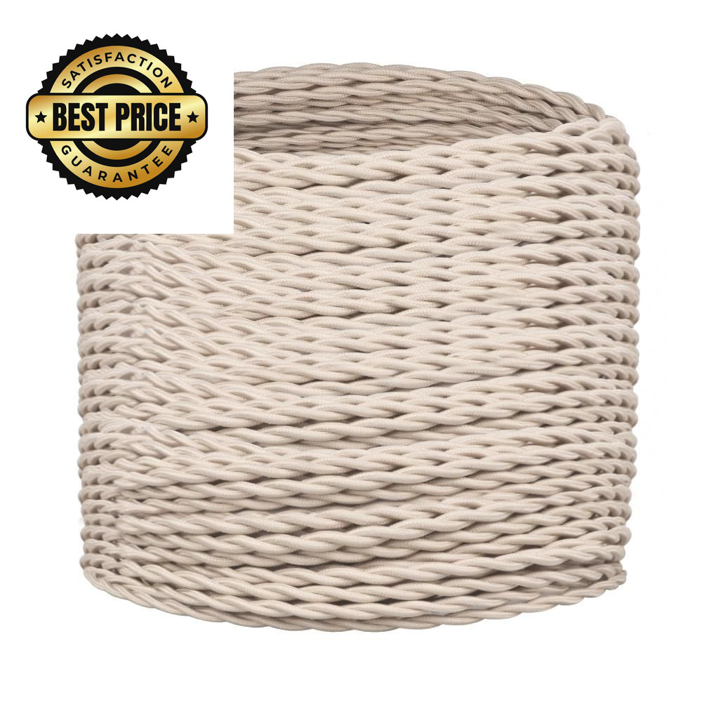 Helunsi Twisted Cloth Covered Wire, Ivory 18/2 Fabric