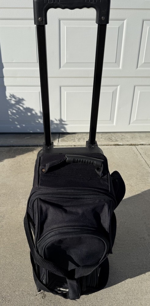 Ebonite 2 Ball Transport Telescoping Rolling Bowling Bag Black Great Condition