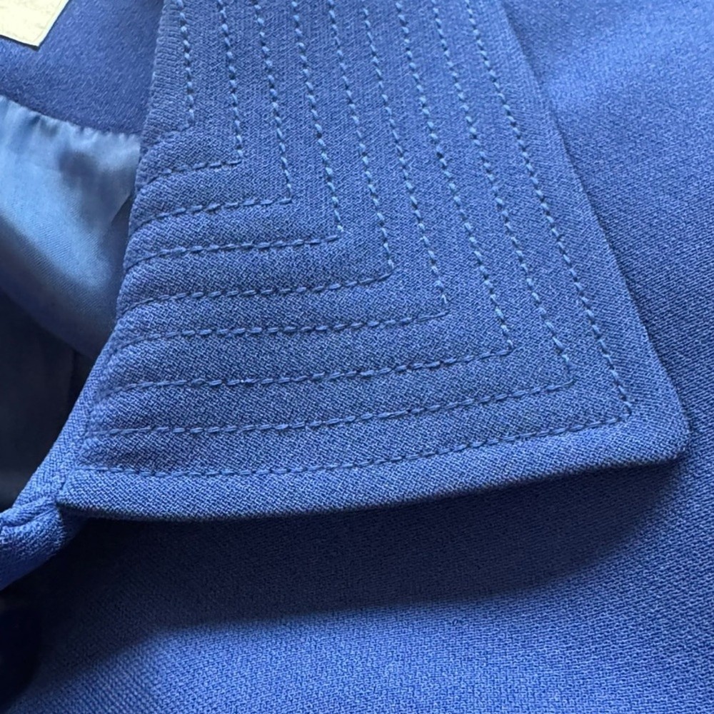 Kasper Size 4 Petite Blue Polyester/Acetate Lined (Polyester) Blazer/Skirt Set