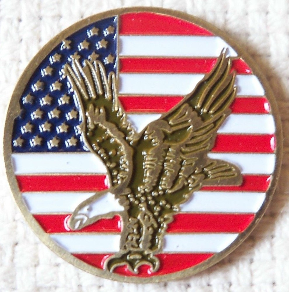 American Eagle USA Flag Golf Ball Marker New